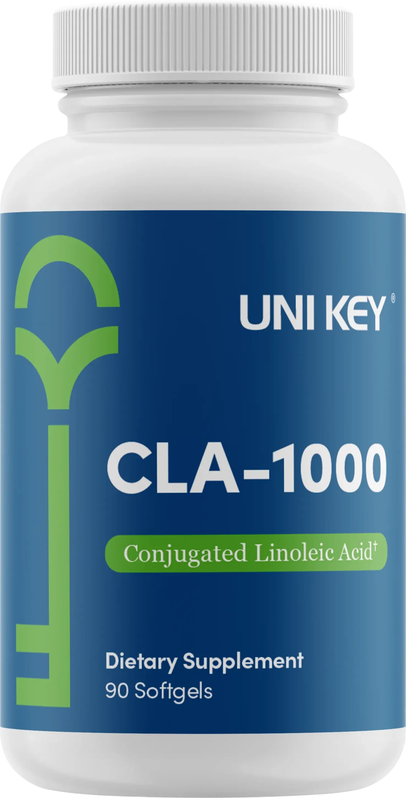 CLA-1000-Bottle-Front UNI KEY Health - CLA-1000 - Conjugated Linoleic Acid - Dietary Supplement - Softgels
